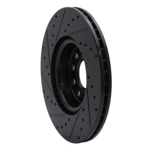 Audi A3 Quattro Brake Rotor (1) - Front Right - R1 Concepts - Drilled & Slotted - Black - `05-`25